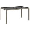 vidaXL Table de jardin 150x90x75 cm Verre trempé et poly rotin Gris