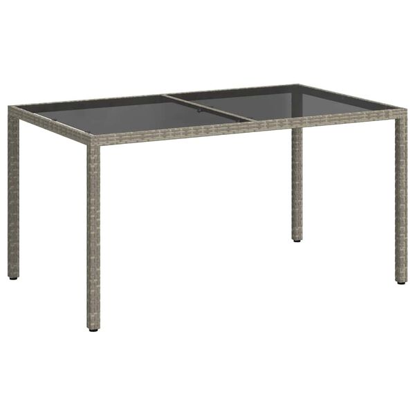 vidaXL Table de jardin 150x90x75 cm Verre trempé et poly rotin Gris