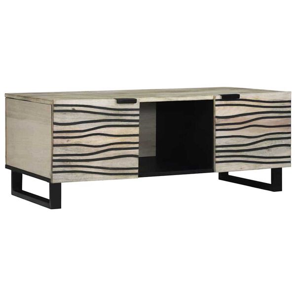 vidaXL Table basse Beige et Noir 100 x 54 x 40 cm Bois d'acacia massif