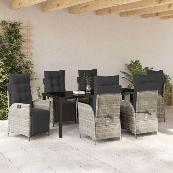 vidaXL Ensemble de salle &agrave; manger pour jardin 7 pcs Gris clair