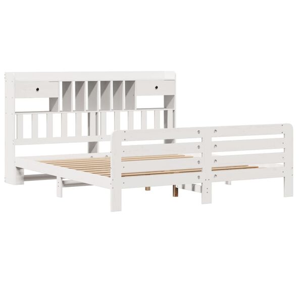 vidaXL Lit biblioth&egrave;que sans matelas blanc 180x200 cm bois pin massif
