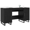 vidaXL Bureau avec porte Ch&ecirc;ne noir 140 x 50 x 75 cm Bois d'ing&eacute;nierie