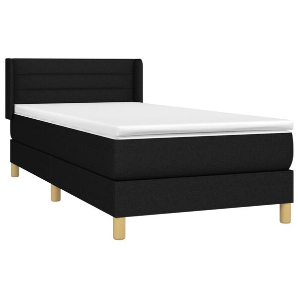 vidaXL Sommier &agrave; lattes de lit avec matelas Noir 90x200 cm Tissu