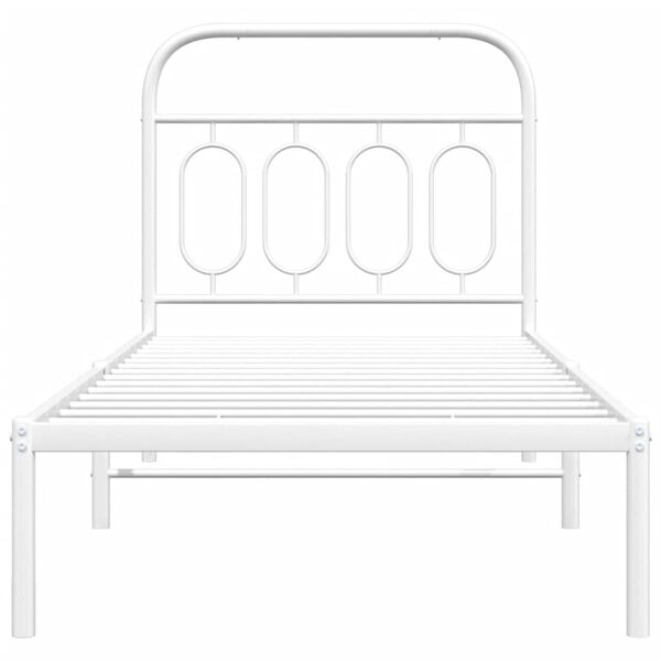 vidaXL Cadre de lit métal sans matelas avec tête de lit blanc 90x190cm