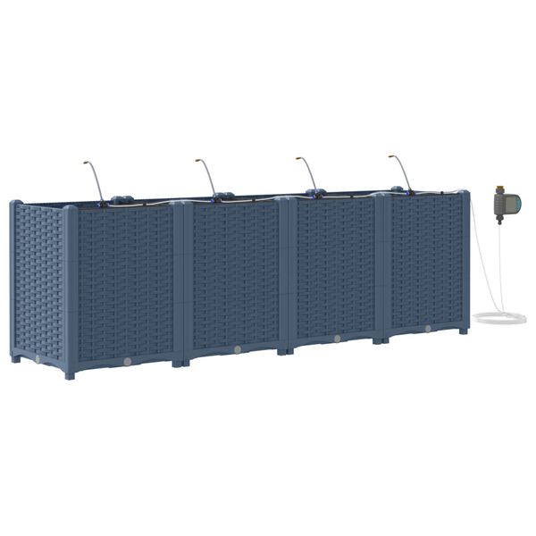 vidaXL Cache-pot de jardin 4 pcs Gris 160 x 40 x 52 cm Plastique