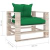 vidaXL Canap&eacute; palette de jardin avec coussins vert Bois de pin