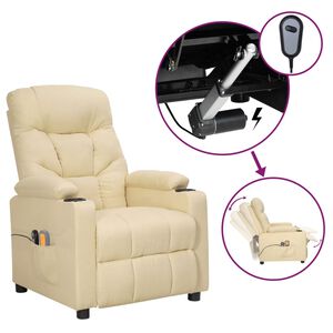 vidaXL Fauteuil &eacute;lectrique de massage Cr&egrave;me Tissu