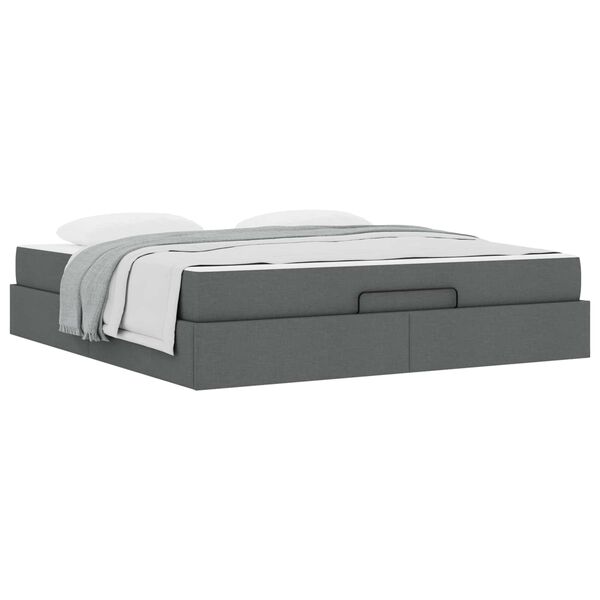 vidaXL Cadre de lit avec matelas avec matelas 2 pcs Gris Fonc&eacute; tissu
