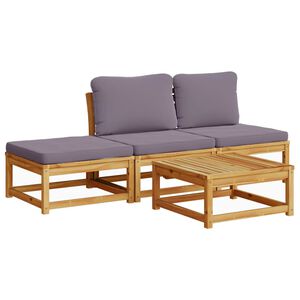 vidaXL Salon de jardin 4 pcs avec coussins Bois d'acacia solide