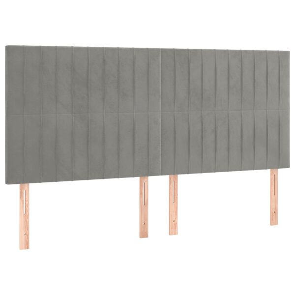 vidaXL T&ecirc;te de lit Gris clair 180x5x118/128 cm Velours