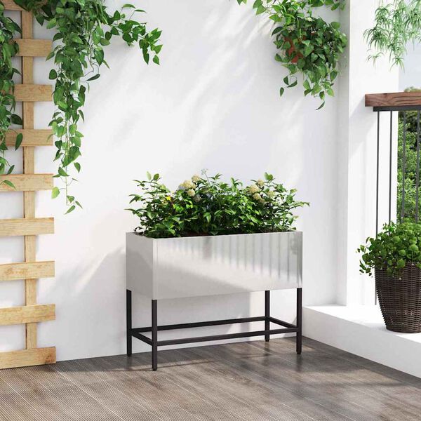 vidaXL Bac de jardin sur&eacute;lev&eacute; Argent 60 x 26 x 45 cm Acier inoxydable