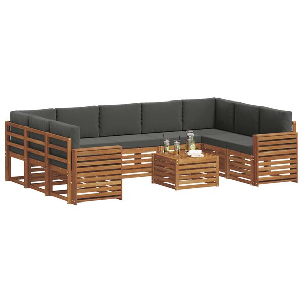 vidaXL Ensembles de canap&eacute;s avec coussin 10 pcs Naturel et Anthracite