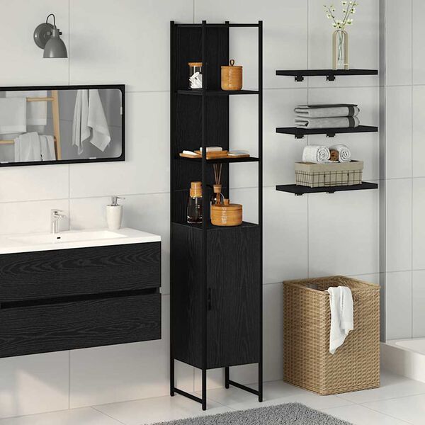 vidaXL Armoire de salle de bain Ch&ecirc;ne noir 33 x 33 x 185,5 cm