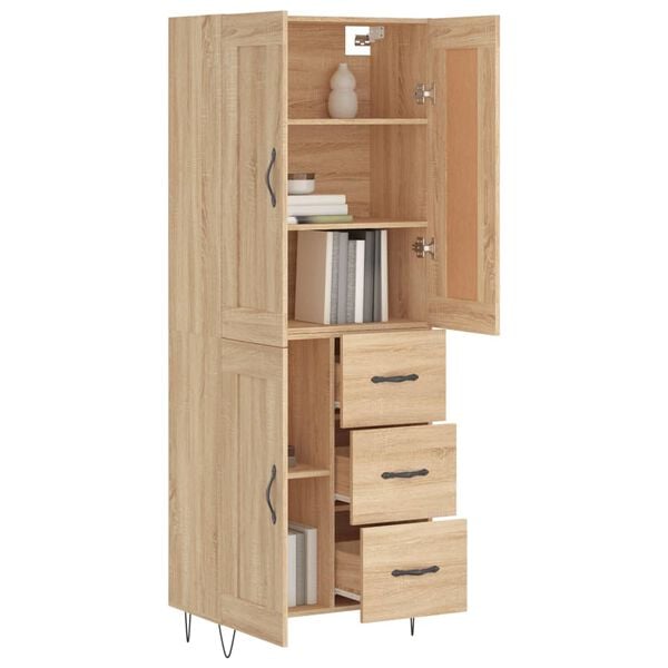 vidaXL Buffet haut Chêne sonoma 69,5x34x180 cm Bois d'ingénierie