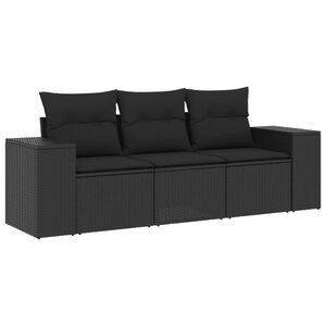 vidaXL Salon de jardin 3 pcs avec coussins noir r&eacute;sine tress&eacute;e