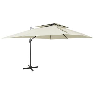 vidaXL Parasol de jardin d&eacute;port&eacute; avec double plateau sable 400 x 300 cm