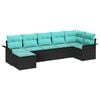 vidaXL Ensemble de canap&eacute; de jardin avec coussin 7 pcs Noir polyrotin