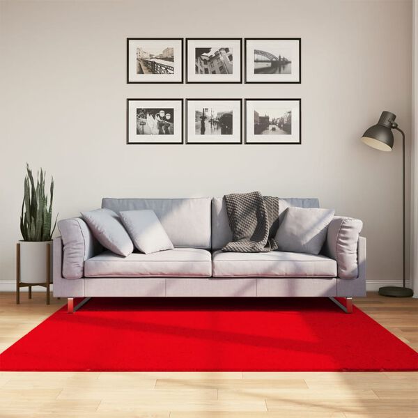 vidaXL Tapis HUARTE &agrave; poils courts doux et lavable rouge 160x160 cm