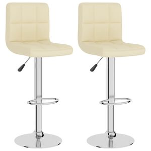 vidaXL Tabourets de bar lot de 2 cr&egrave;me tissu