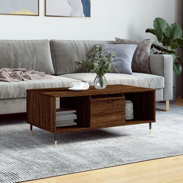 vidaXL Table basse Ch&ecirc;ne marron 90x50x36,5 cm Bois d'ing&eacute;nierie