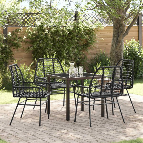 vidaXL Ensemble de salle à manger pour jardin 5 pcs Noir polyrotin