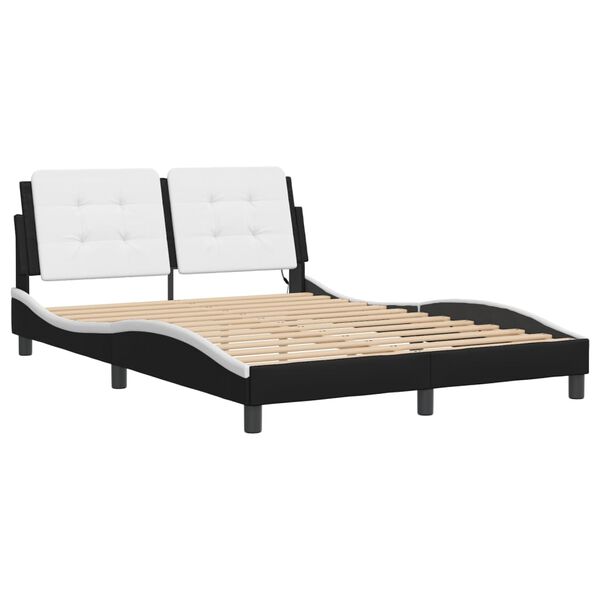 vidaXL Cadre de lit avec LED sans matelas Zadar noir et blanc 140x190 cm