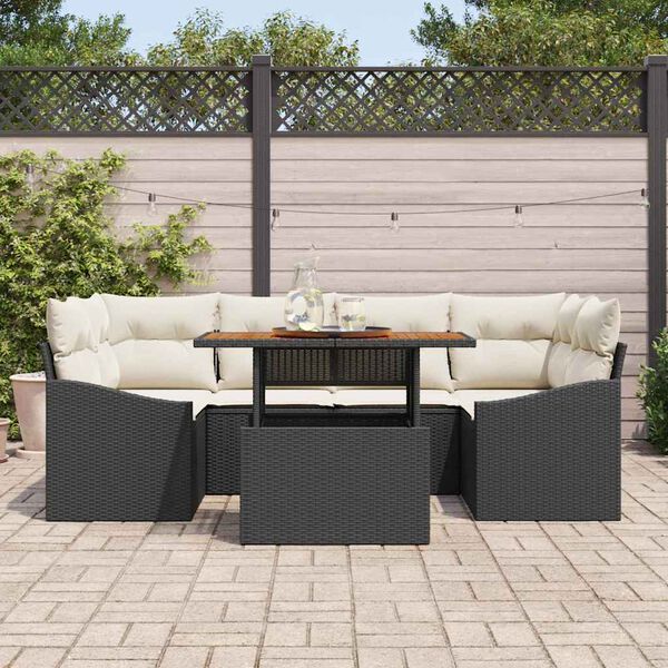 vidaXL Ensemble de canap&eacute; de jardin 7 pcs Noir Poly rotin