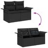 vidaXL Ensemble de canapé de jardin avec coussin 4 pcs Noir Poly rotin