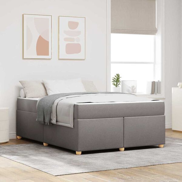 vidaXL Cadre de lit avec matelas Taupe 140 x 200 cm tissu