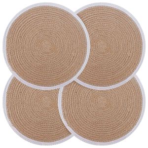 vidaXL Placemets en jute 4 pc Naturel et Blanc 100 % jute Tossa