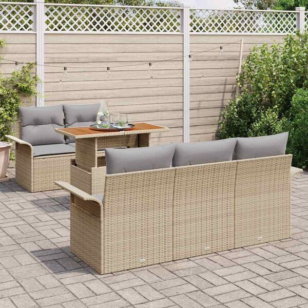 vidaXL Ensemble de canap&eacute; de jardin 6 pcs Beige et Gris clair