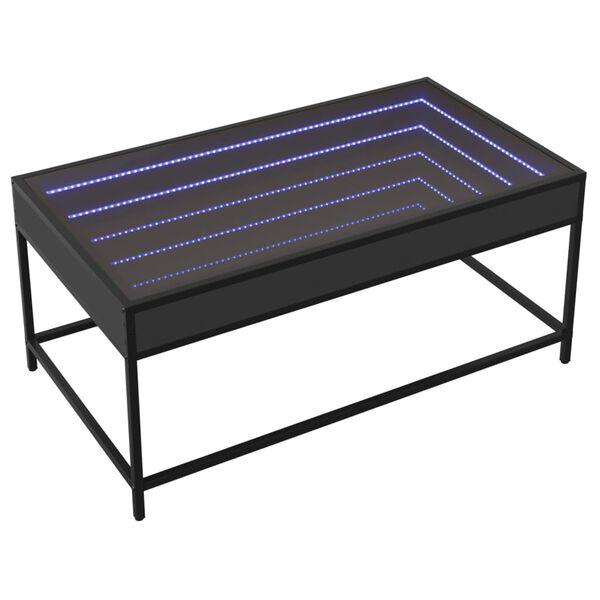 vidaXL Table basse avec LED infini noir 90x50x41 cm