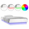 vidaXL Cadre de lit &agrave; LED sans matelas blanc 90x200 cm bois massif