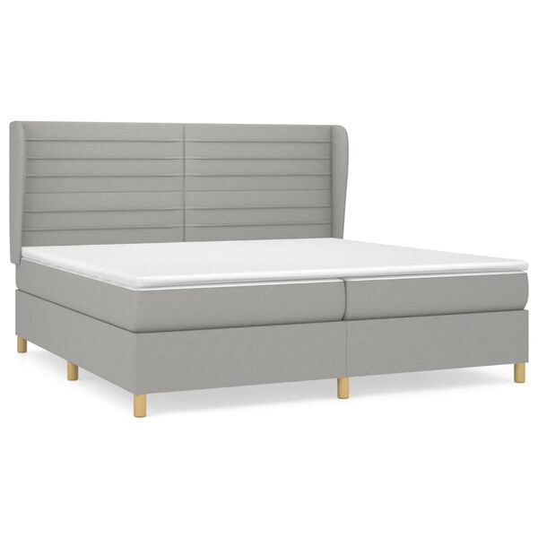 vidaXL Sommier &agrave; lattes de lit avec matelas Gris clair 200x200cm Tissu