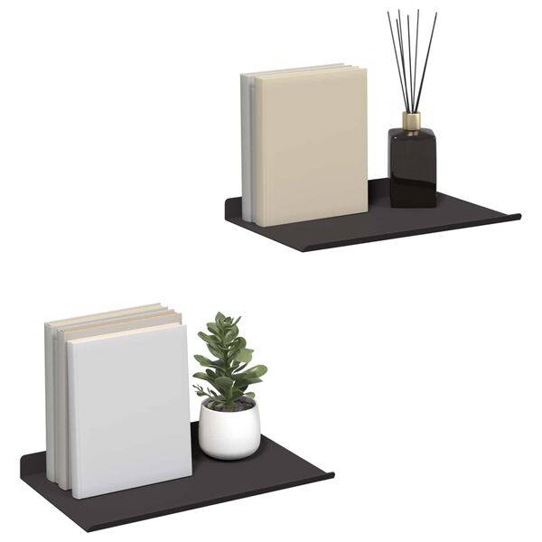 vidaXL &Eacute;tag&egrave;re Murale avec &eacute;tag&egrave;re 2 pcs Noir 30 x 17,5 x 2,5 cm