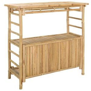 vidaXL Table de bar ext&eacute;rieure Naturel 110 x 50 x 105 cm Bambou