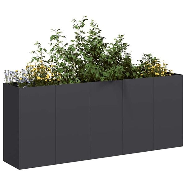 vidaXL Jardinière noir 200x40x80 cm acier laminé à froid