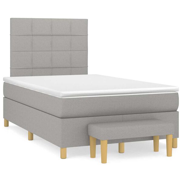 vidaXL Sommier &agrave; lattes de lit et matelas gris clair 120x190 cm tissu