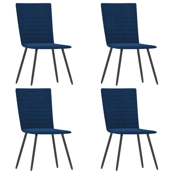 vidaXL Chaises &agrave; manger lot de 4 bleu velours