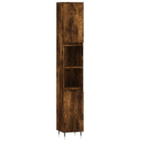 vidaXL Armoire de bain ch&ecirc;ne fum&eacute; 30x30x190 cm bois d'ing&eacute;nierie