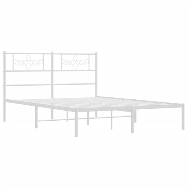 vidaXL Cadre de lit m&eacute;tal sans matelas et t&ecirc;te de lit blanc 120x200 cm