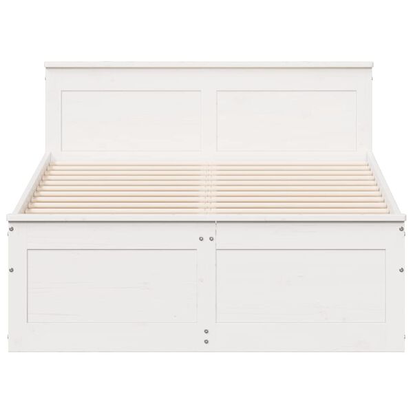 vidaXL Cadre de lit sans matelas avec tête de lit blanc 135x190 cm pin