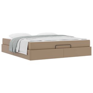 vidaXL Cadre de lit avec matelas avec matelas 2 pcs Tan PVC