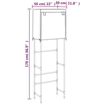 vidaXL Support de rangement 2 niveaux sur toilette Gris 56x30x170 cm