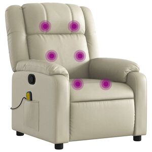 vidaXL Fauteuil de massage inclinable cr&egrave;me similicuir