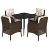 vidaXL Ensemble &agrave; manger de jardin 5 pcs et coussins marron poly rotin