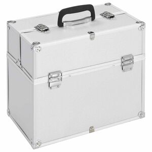 vidaXL Mallette &agrave; maquillage 38x23x34 cm argent&eacute; aluminium
