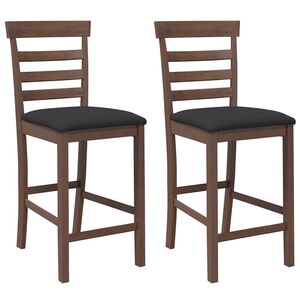 vidaXL Tabourets de bar avec coussins 2 pcs marron bois massif d'hévéa