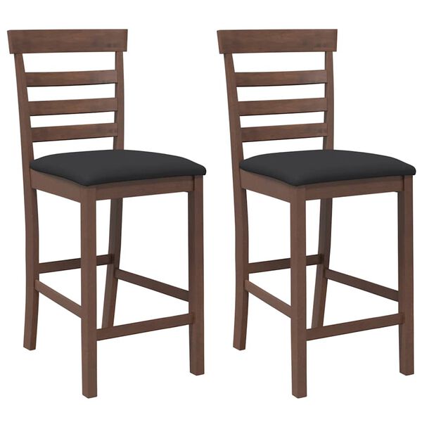 vidaXL Tabourets de bar avec coussins 2 pcs marron bois massif d'h&eacute;v&eacute;a