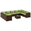 vidaXL Salon de jardin 10 pcs avec coussins marron r&eacute;sine tress&eacute;e
